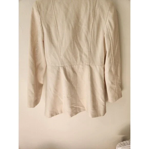 Old Navy Peacoat Women’s Size Extra Small Cream Long Sleeve Hood Lined Pockets - Picture 8 of 9